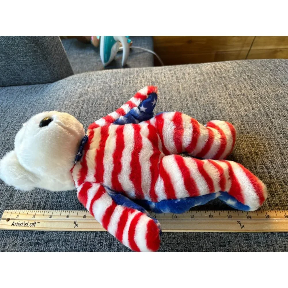 Ty Beanie Buddies Collection 2002 Patriotic Bear Plush Red White & Blue Stars St